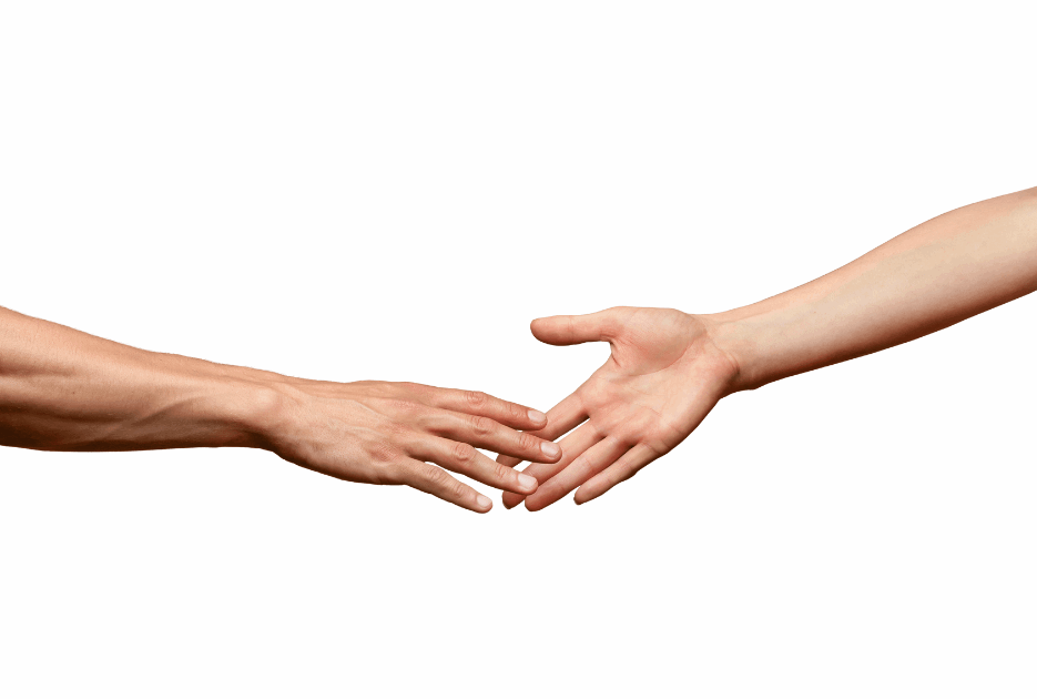 To hænder der rækker ud mod hinanden